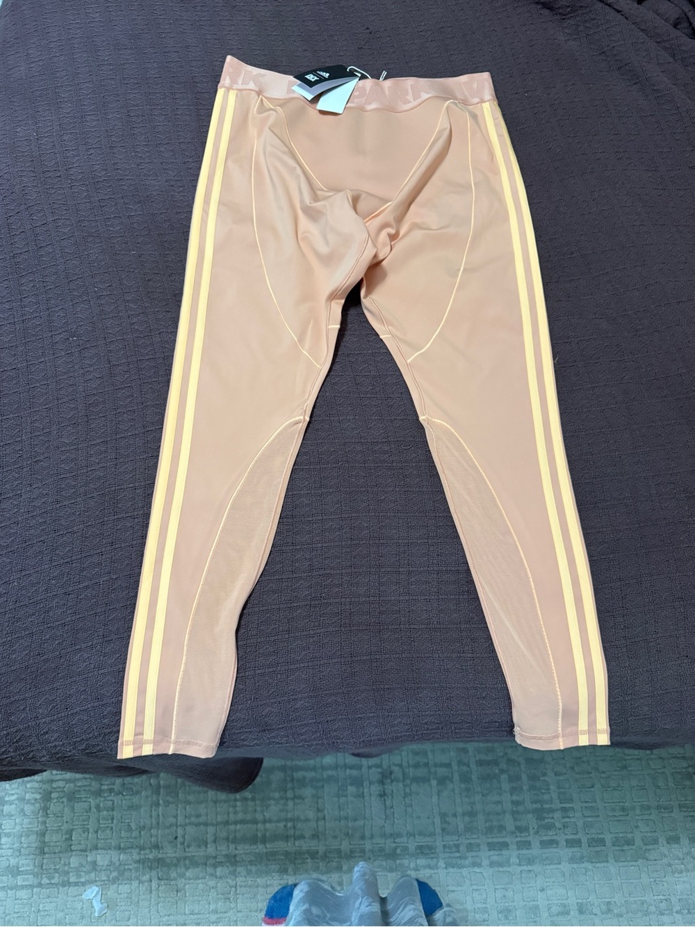 IVY PARK Peachy Tan Leggings with Pale Yellow Stripes